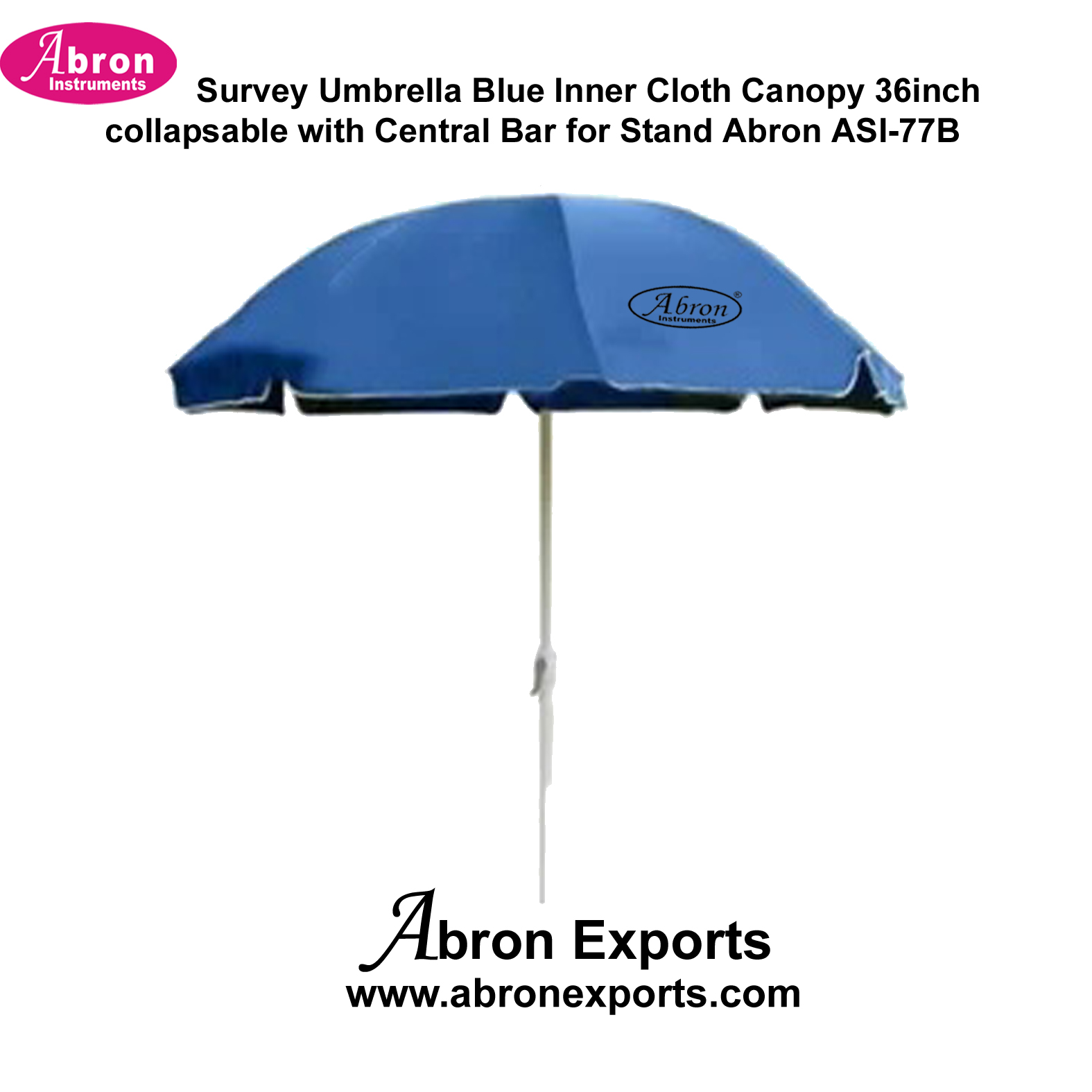 Survey Umbrella Blue Inner Cloth Canopy 36 inch Collapsable With Central Bar For Stand Abron ASI-77B 